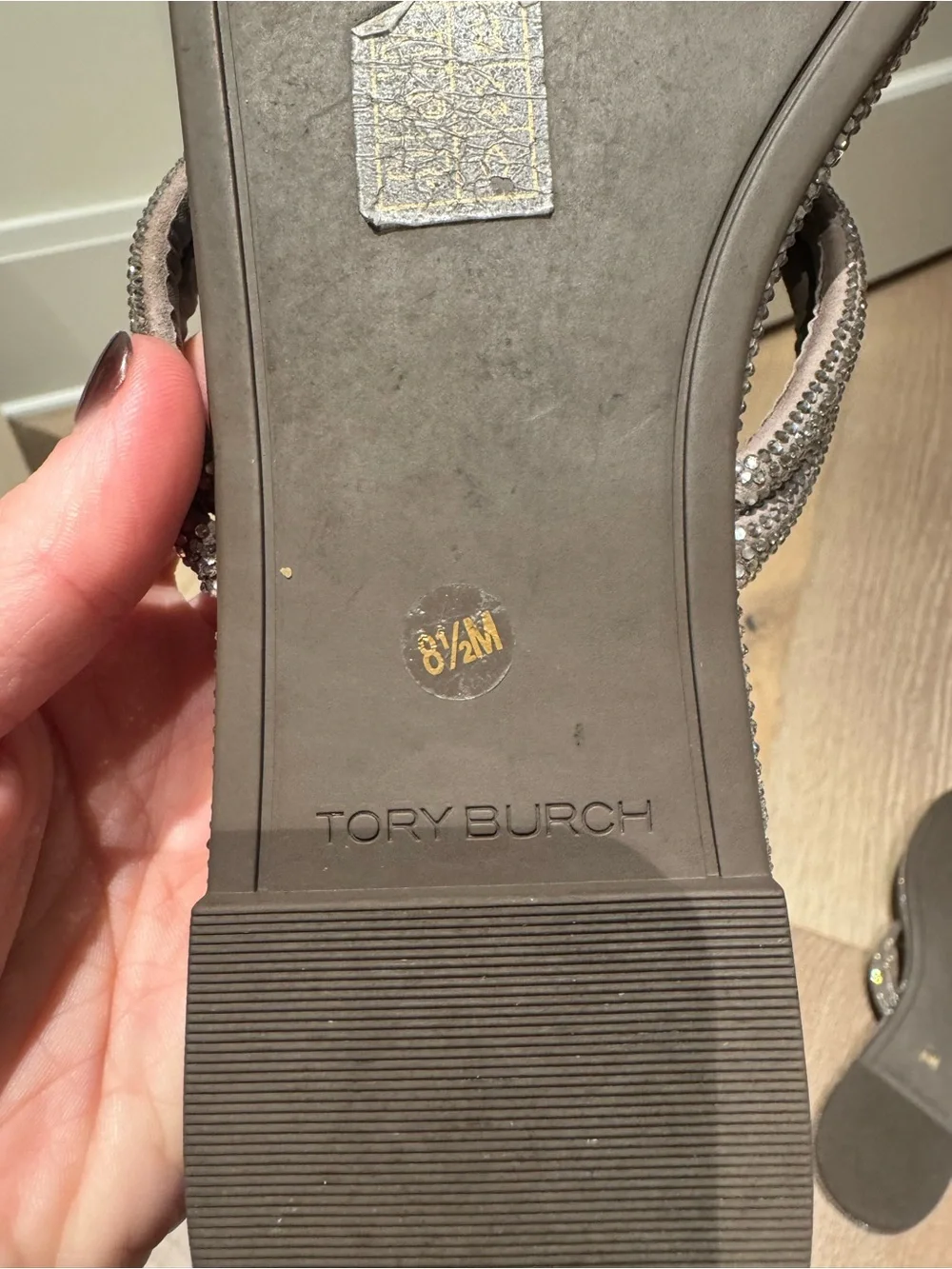 Tory Burch Taupe Metallic Miller Logo Thong Sandals